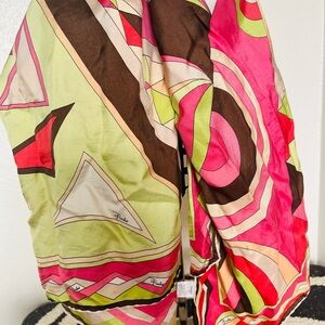Emilio Pucci Firenze Colorful Geometric Silk Scarf